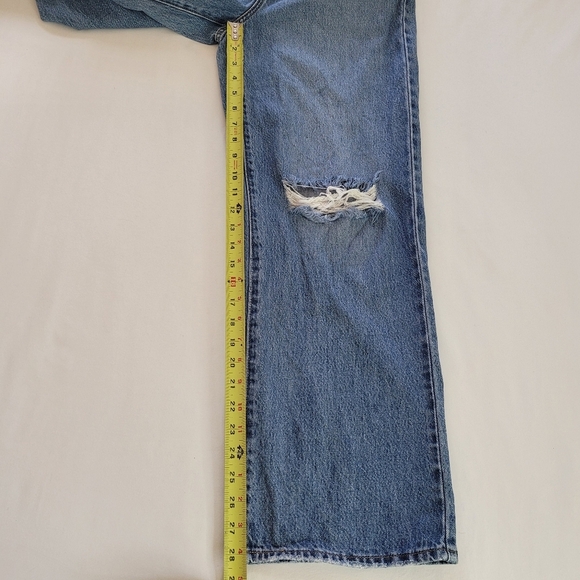 Levi's Women's High Waisted Straight Distressed Denim Blue Jeans Size 28 - Picture 11 of 13